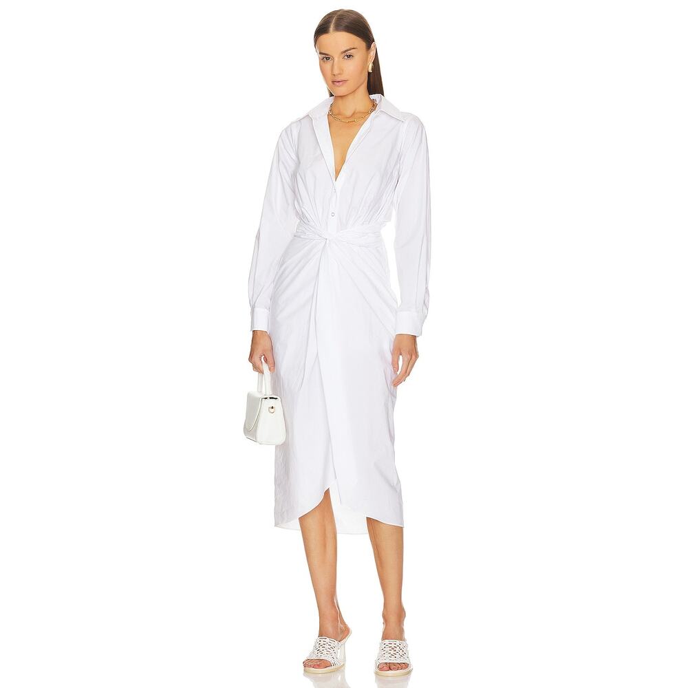 NWT Revolve L'Academie Callie Midi Dress SZ XS White Cotton Coastal Classic $258